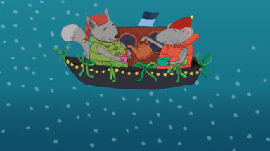 Kuvassa on partilaisten adventtikalenterin hiiret veneessää